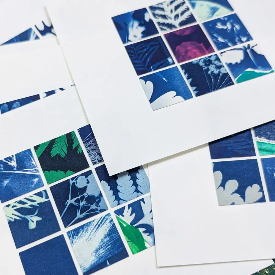 Collection of miniature Cyanotypes artworks